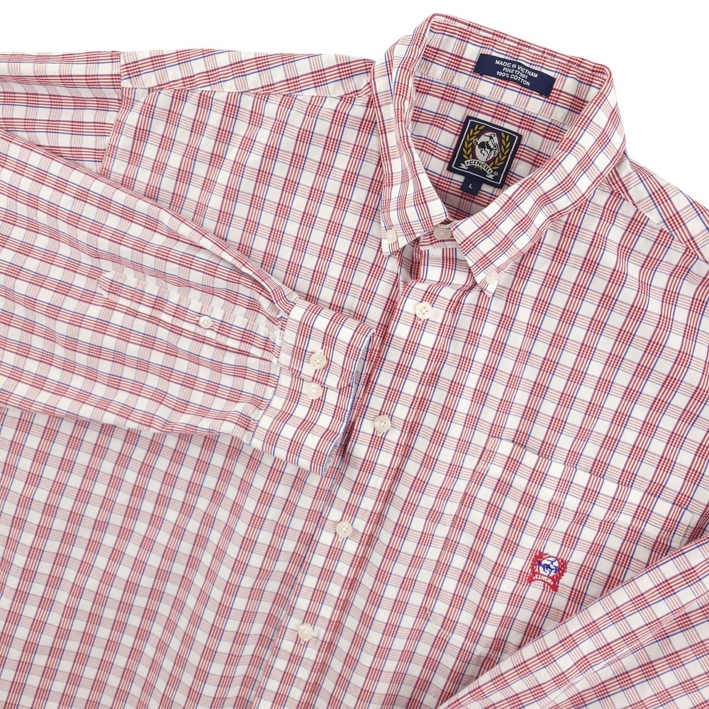 Cinch Shirt Mens L Red Plaid Long Sleeve Button Down Western Cotton Casual